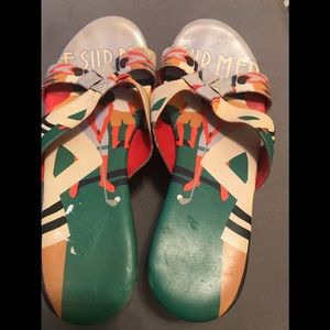 Jcon colorful wedge sandals made in Italy used.